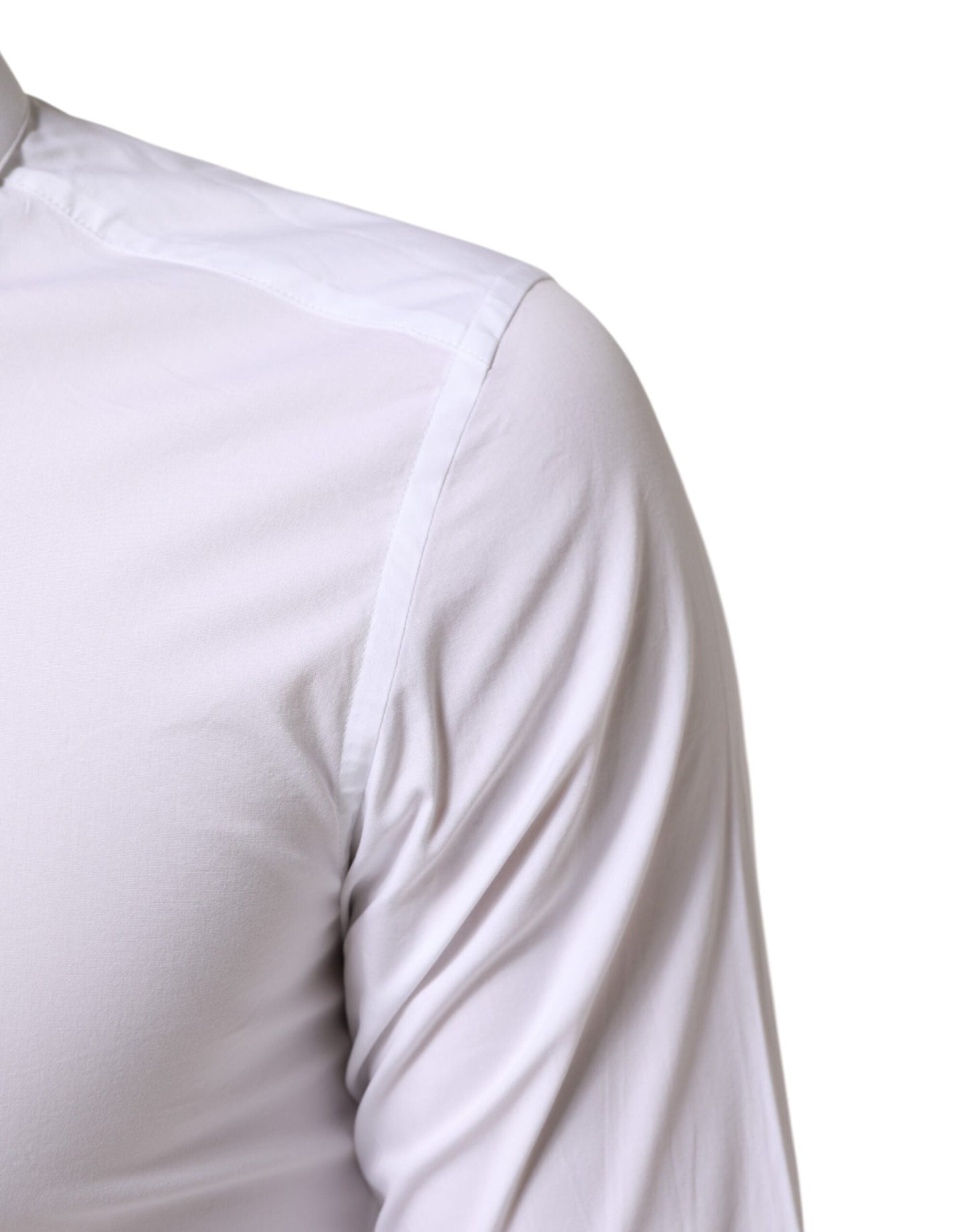 Dolce & Gabbana White GOLD Cotton Long Sleeves Dress Men Shirt