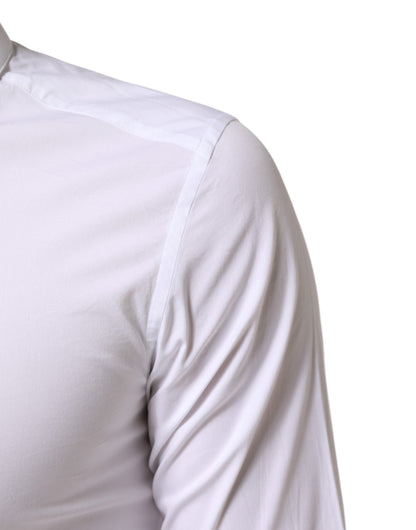 Dolce & Gabbana White GOLD Cotton Long Sleeves Dress Men Shirt