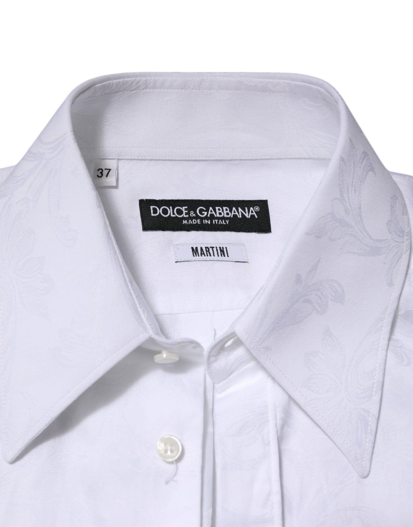 Dolce & Gabbana White Cotton MARTINI Paisley Jacquard Shirt