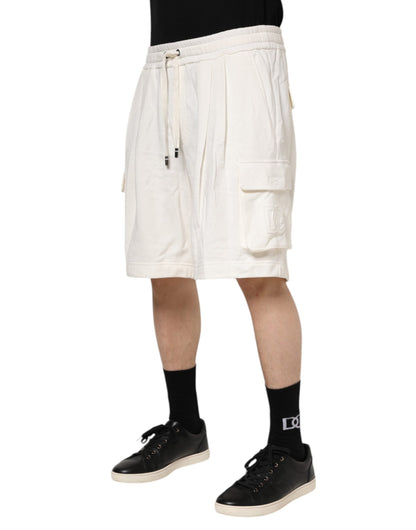 Dolce & Gabbana White Cotton Cargo Bermuda Sweatshorts Shorts