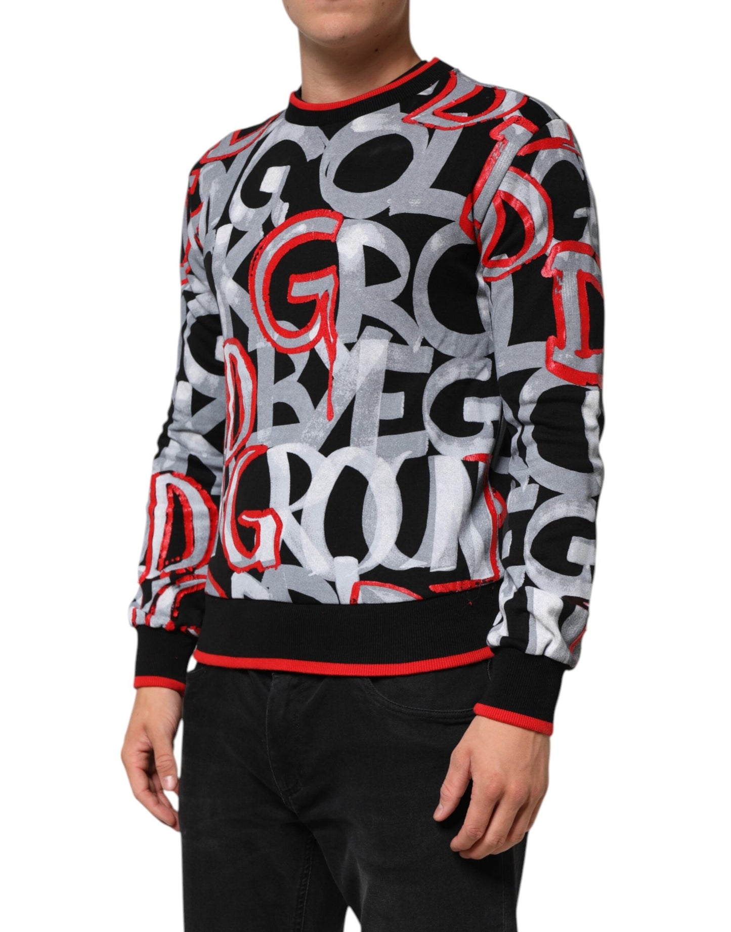 Dolce & Gabbana Multicolor Logo Monogram Crew Neck Sweater