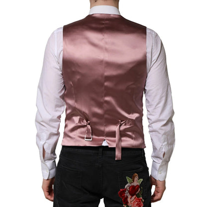 Dolce & Gabbana Pink Wool Dress Formal Men Waistcoat Vest