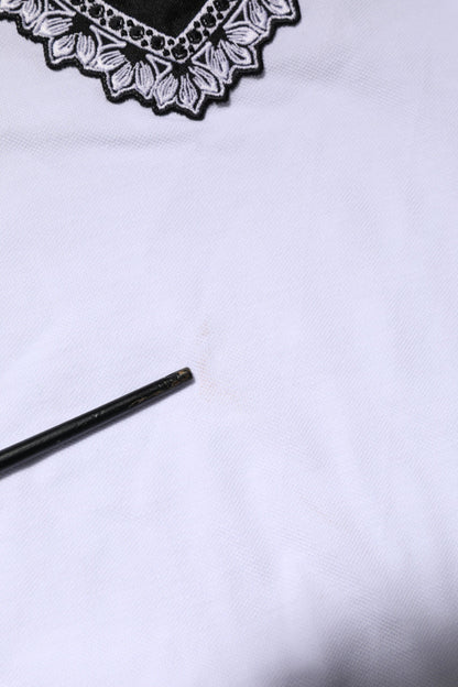 Dolce & Gabbana White Cotton DG Heart Logo Embroider T-shirt