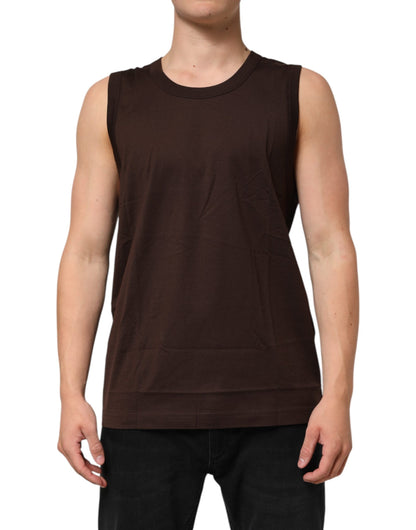 Dolce & Gabbana Brown Cotton Sleeveless Underwear Men Tank Top