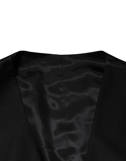 Dolce & Gabbana Black Wool Dress Formal Men Waistcoat Vest