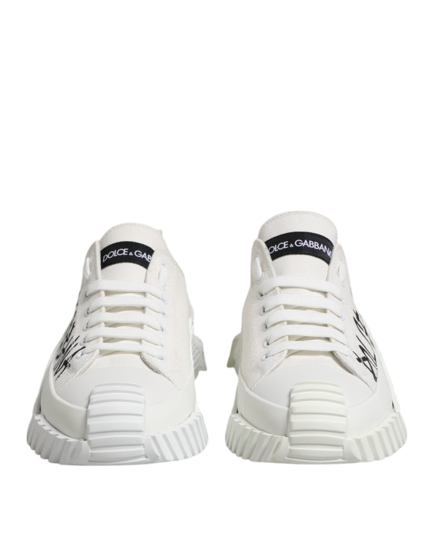 Dolce & Gabbana White Logo Graffiti Low Top Sneakers Shoes