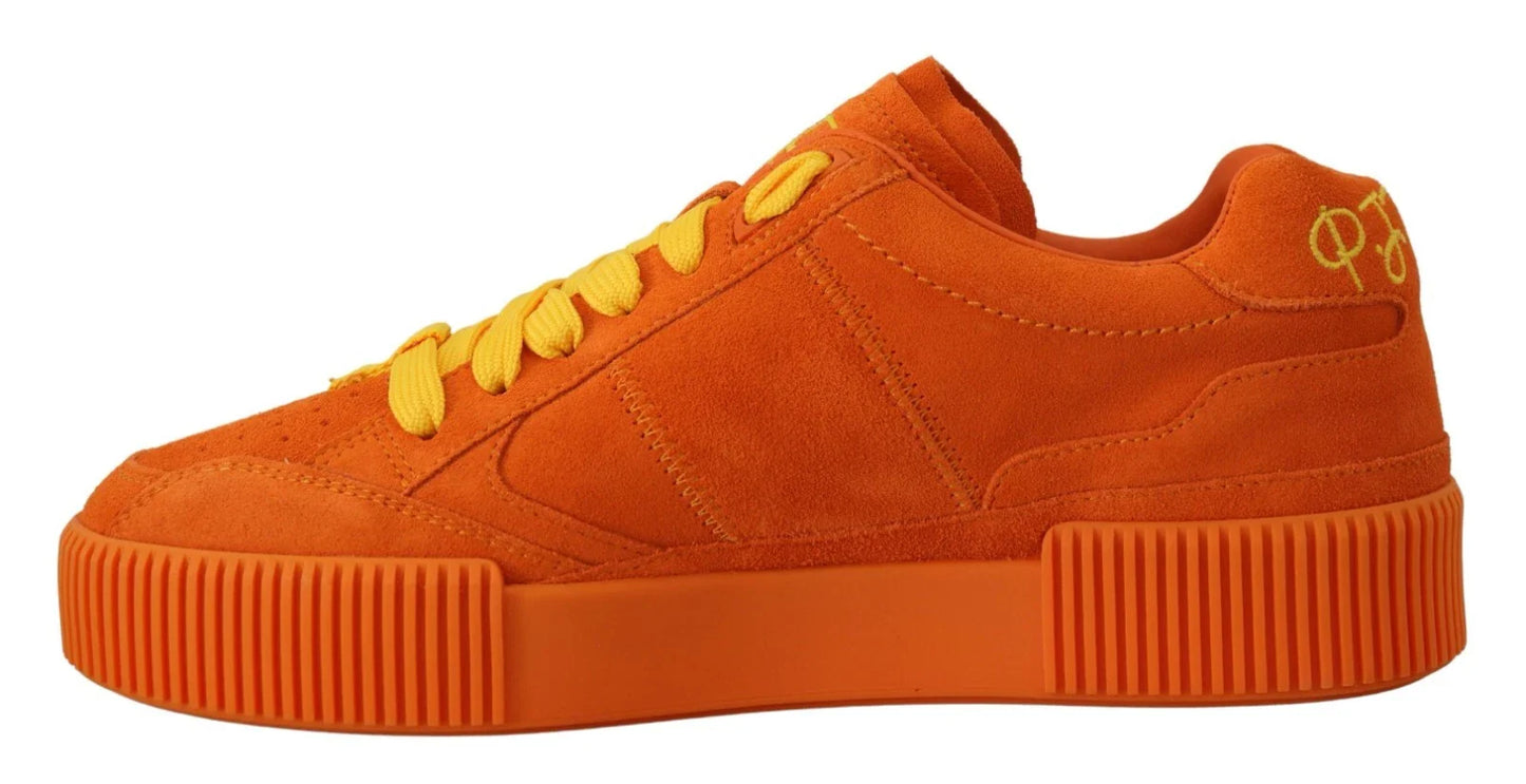 Dolce & Gabbana Orange Leather P.j. Tucker Men Sneakers Shoes