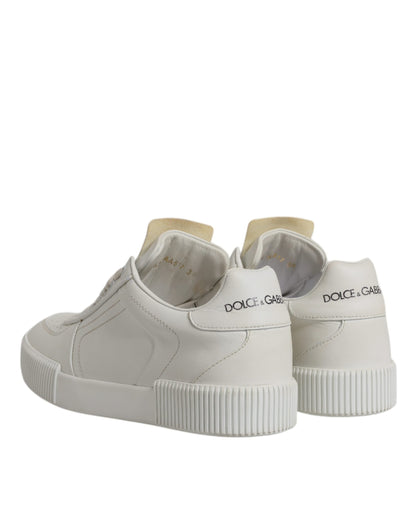 Dolce & Gabbana White Miami Leather Low Top Sneakers Shoes