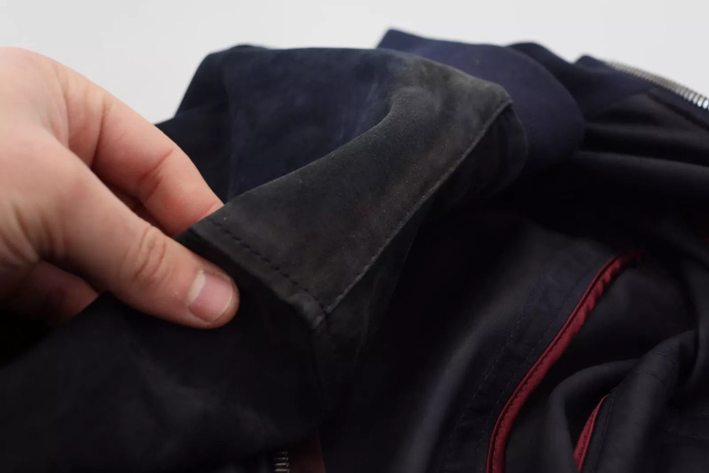 Dolce & Gabbana Dark Blue Suede Lambskin Blouson Jacket