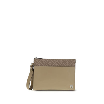 Fendi Leather and FF canvas Clutch