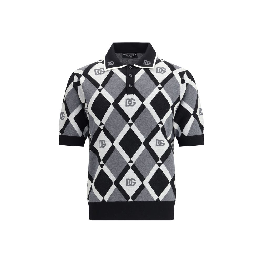 Dolce & Gabbana Diamond knit Polo Sweater