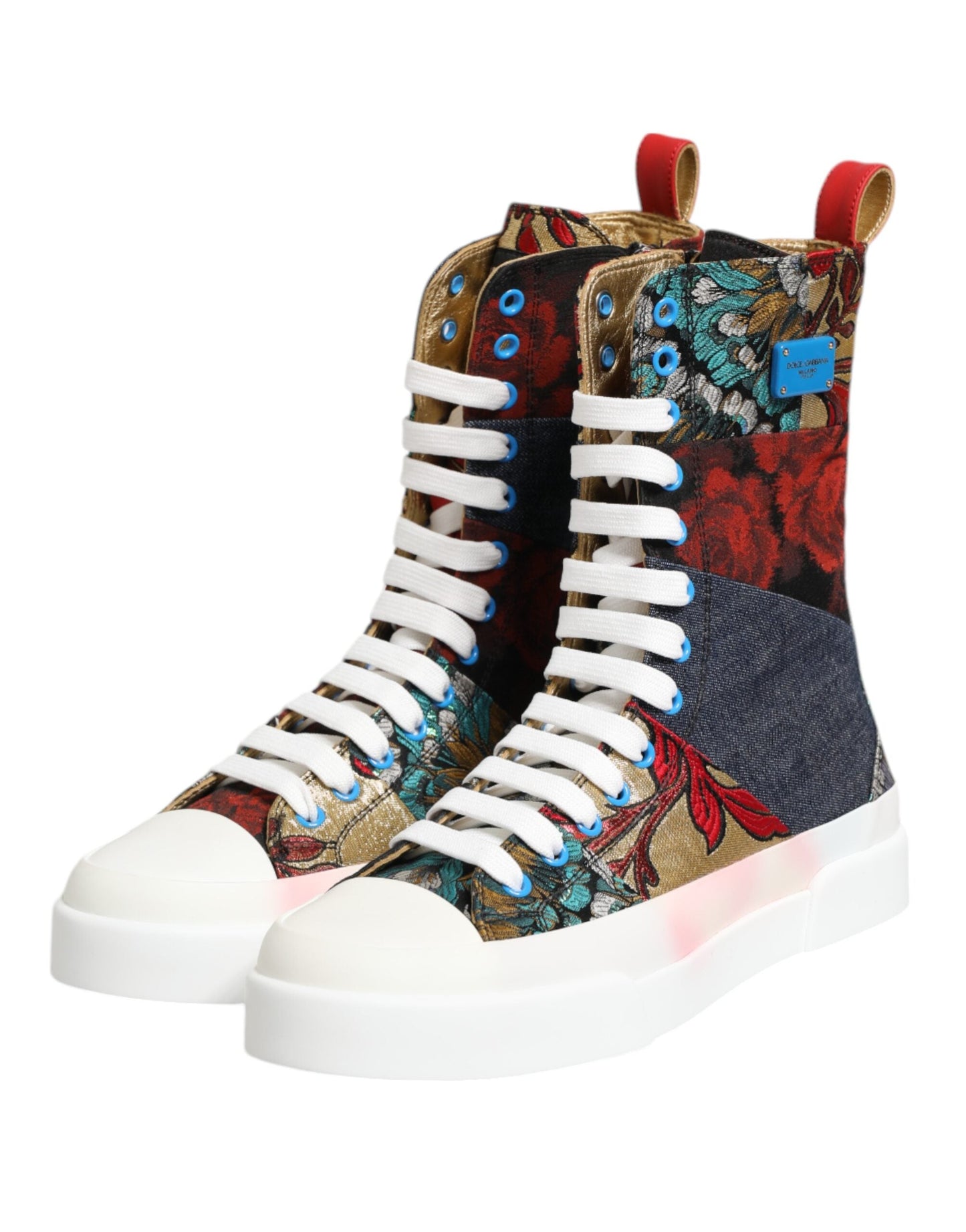 Dolce & Gabbana Multicolor Patchwork High Top Sneakers Shoes