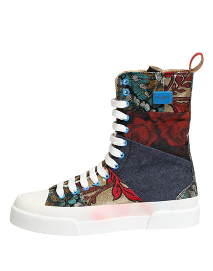 Dolce & Gabbana Multicolor Patchwork High Top Sneakers Shoes