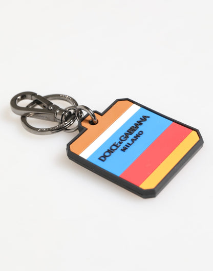Dolce & Gabbana Multicolor DG Rubber Logo Silver Men's Keychain Keyring