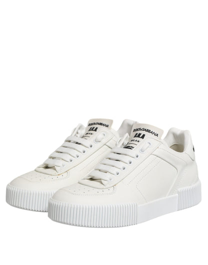 Dolce & Gabbana White Miami Leather Low Top Sneakers Shoes