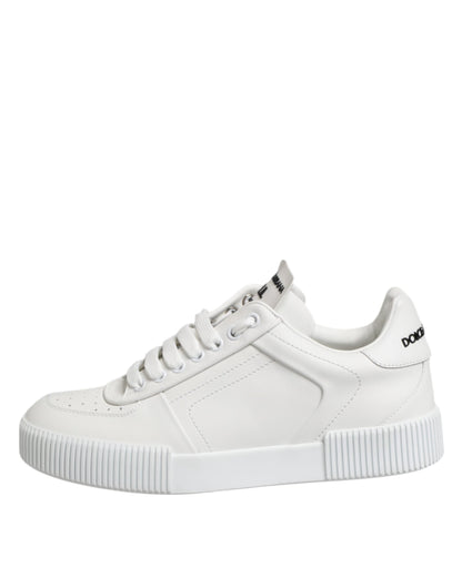 Dolce & Gabbana White Miami Leather Low Top Sneakers Shoes