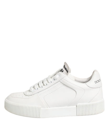 Dolce & Gabbana White Miami Leather Low Top Sneakers Shoes