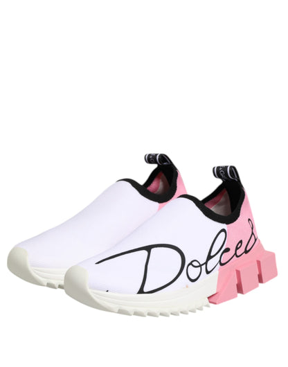 Dolce & Gabbana White Pink Low Top Sorrento Sneakers Shoes