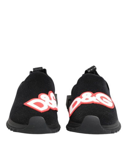 Dolce & Gabbana Black Grey Slip On Sorrento Sneakers Shoes
