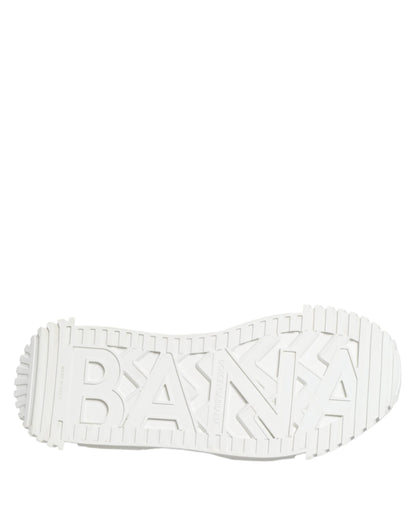 Dolce & Gabbana White NS1 Canvas Leather Embellished Sneakers Shoes