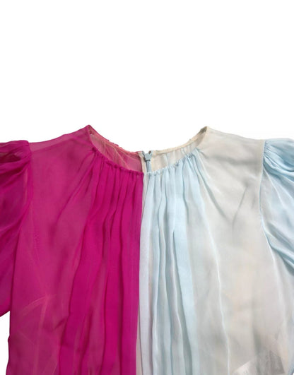 Dolce & Gabbana Light Blue Silk Two Tone Midi Dress