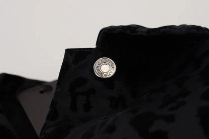 Dolce & Gabbana Cotton Black Leopard Long Sleeve Denim Jacket