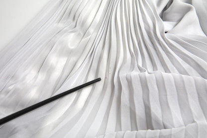 Dolce & Gabbana Light Grey Polyester Pleated Long Maxi Dress