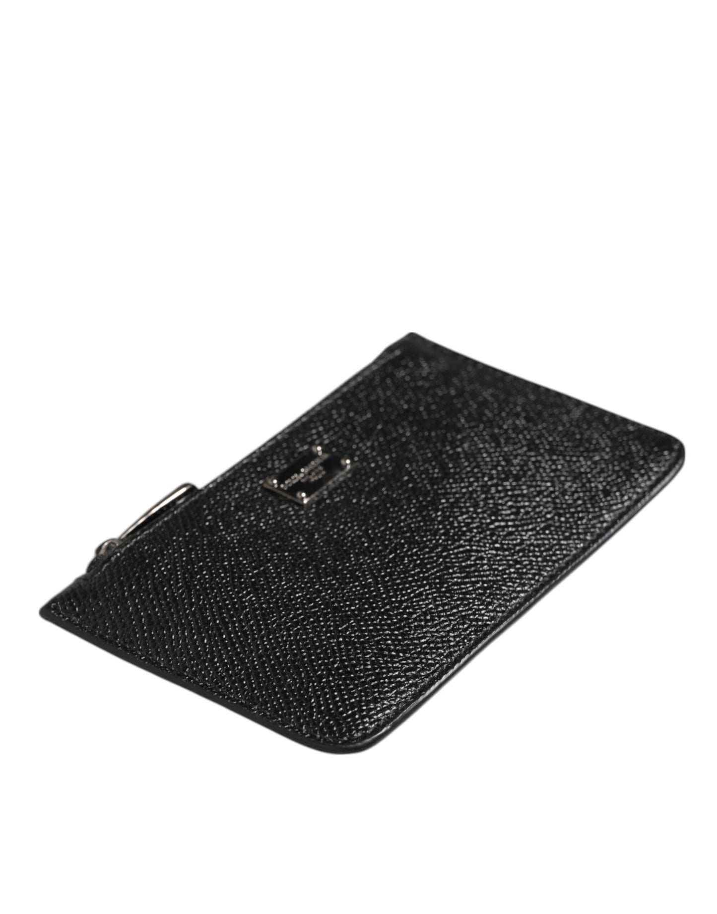 Dolce & Gabbana Black Leather Chain Link Mens Coin Purse Key Clip Holder Wallet