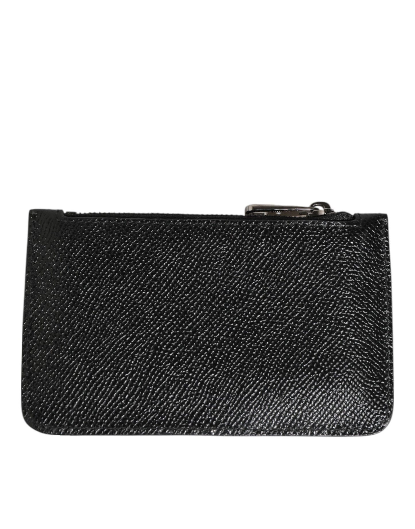 Dolce & Gabbana Black Leather Chain Link Mens Coin Purse Key Clip Holder Wallet