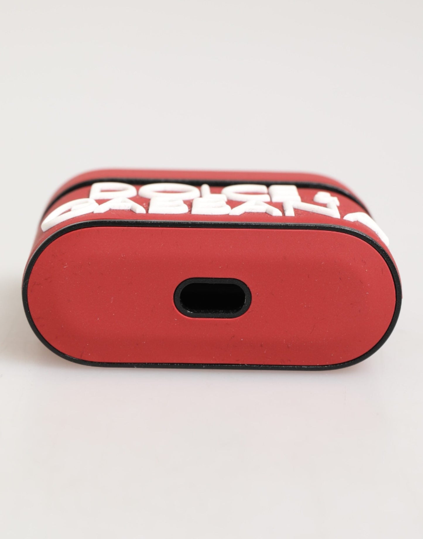 Dolce & Gabbana Red White Silicone Embossed Logo Accessory Airpods Case