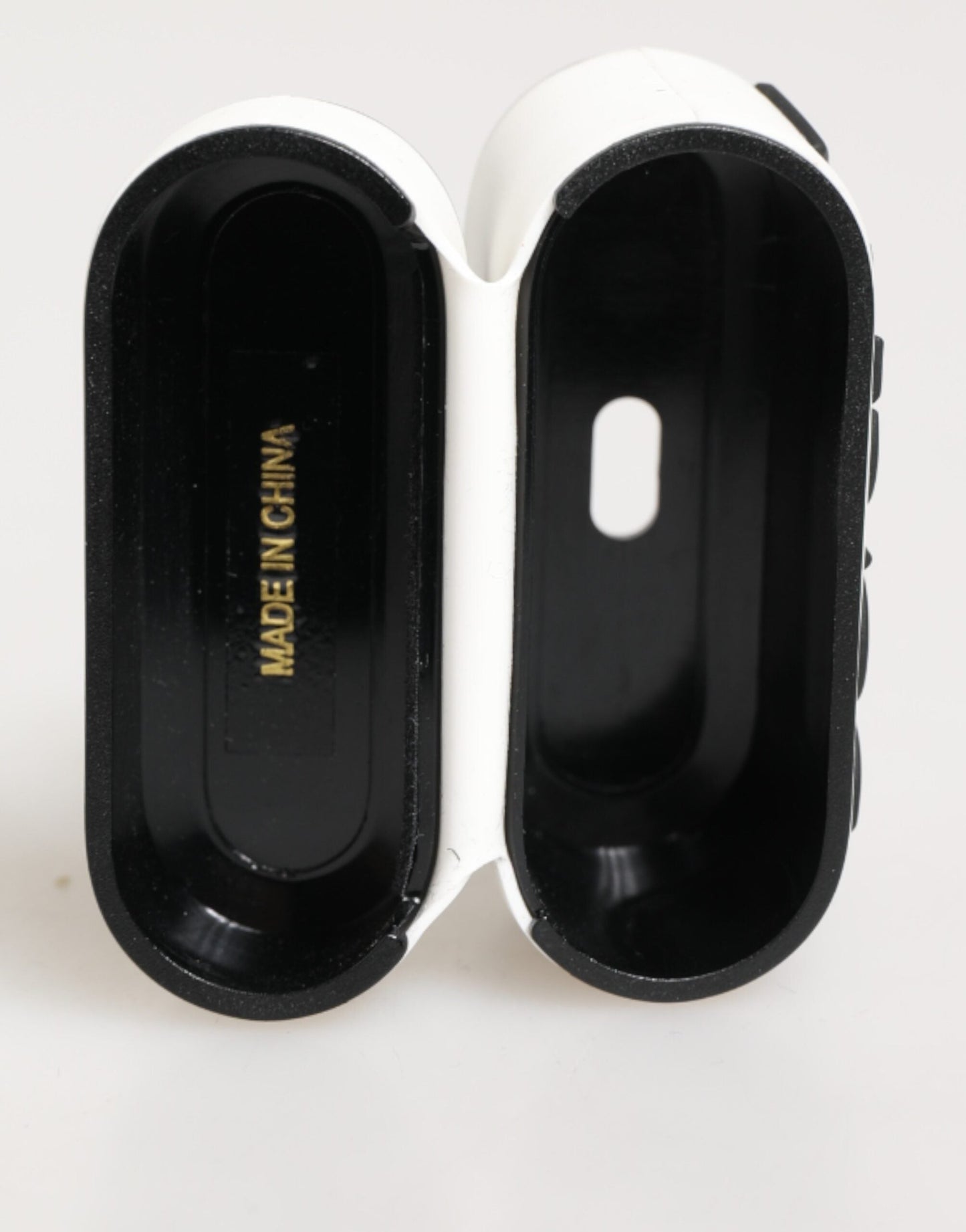 Dolce & Gabbana White Black Rubber Logo Embossed Accessory Airpods Case