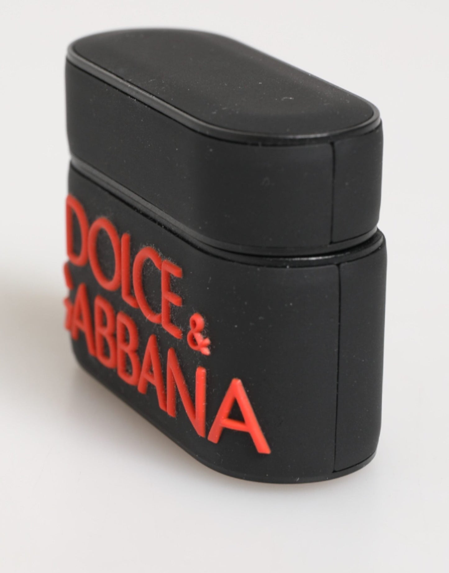 Dolce & Gabbana Black Orange Rubber Logo Embossed Accessory Airpods Case