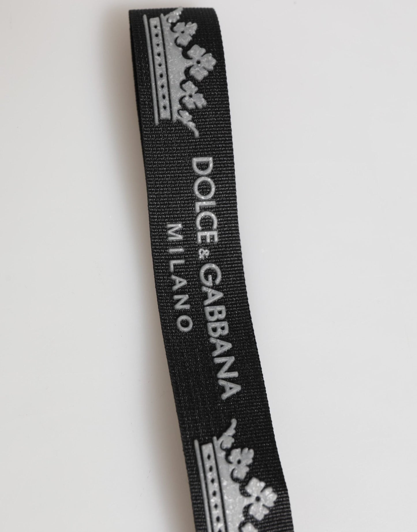Dolce & Gabbana Black Silver Nylon DG Crown Men's Holder Keychain Keyring