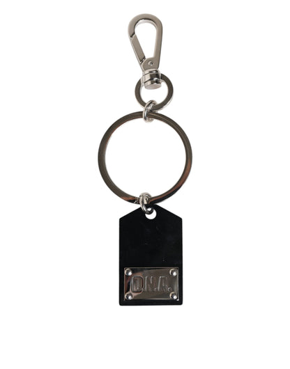 Dolce & Gabbana Black Sint Glass Plaque DG Logo Metal PlateKeychain Keyring