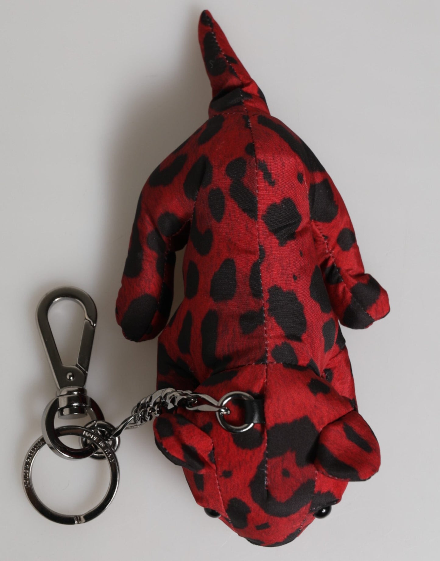 Dolce & Gabbana Red Black Polyester Animal Silhouette Bag Keychain Keyring