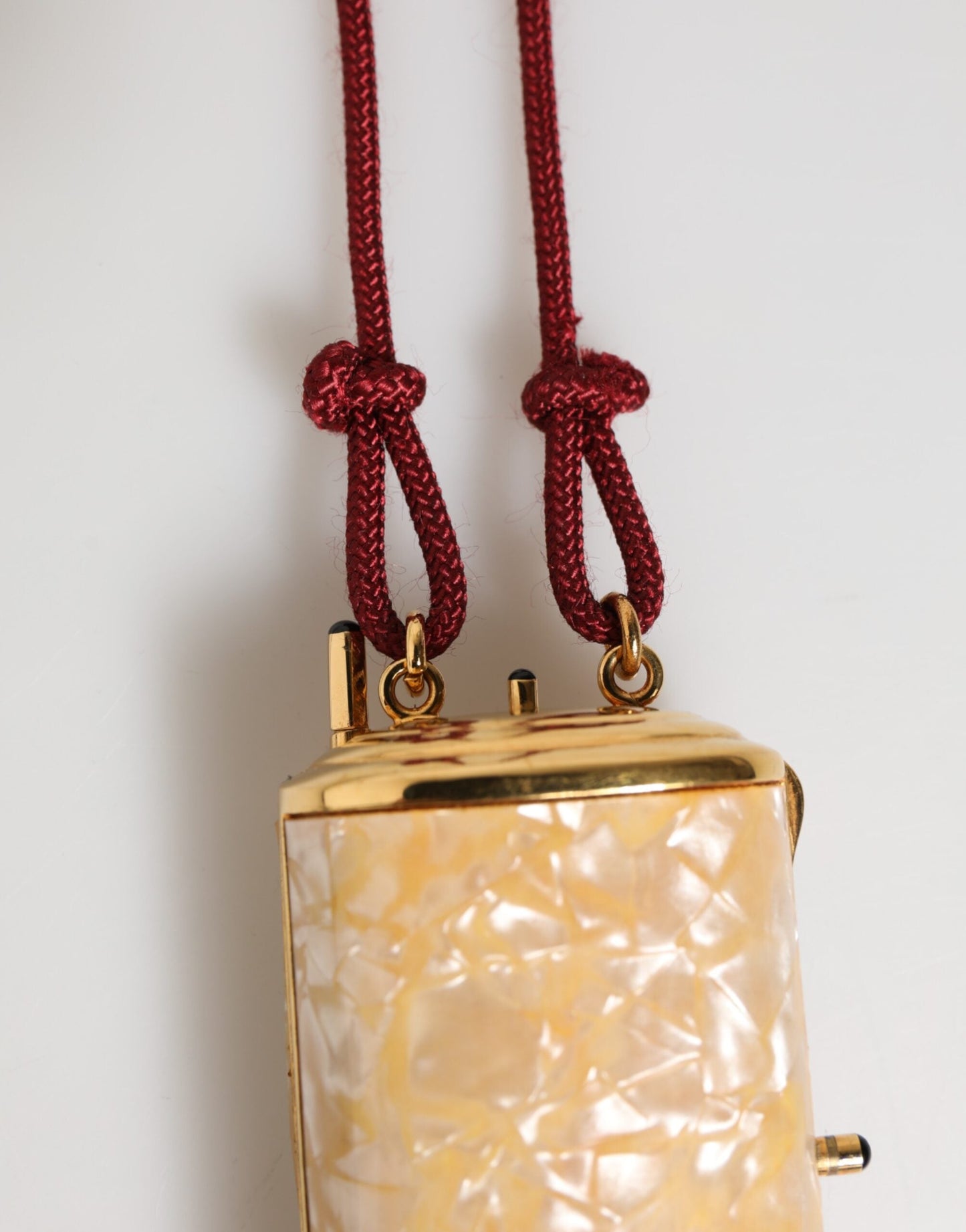 Dolce & Gabbana White Resin Gold Metal Crossbody Mini Purse Pendant Bag