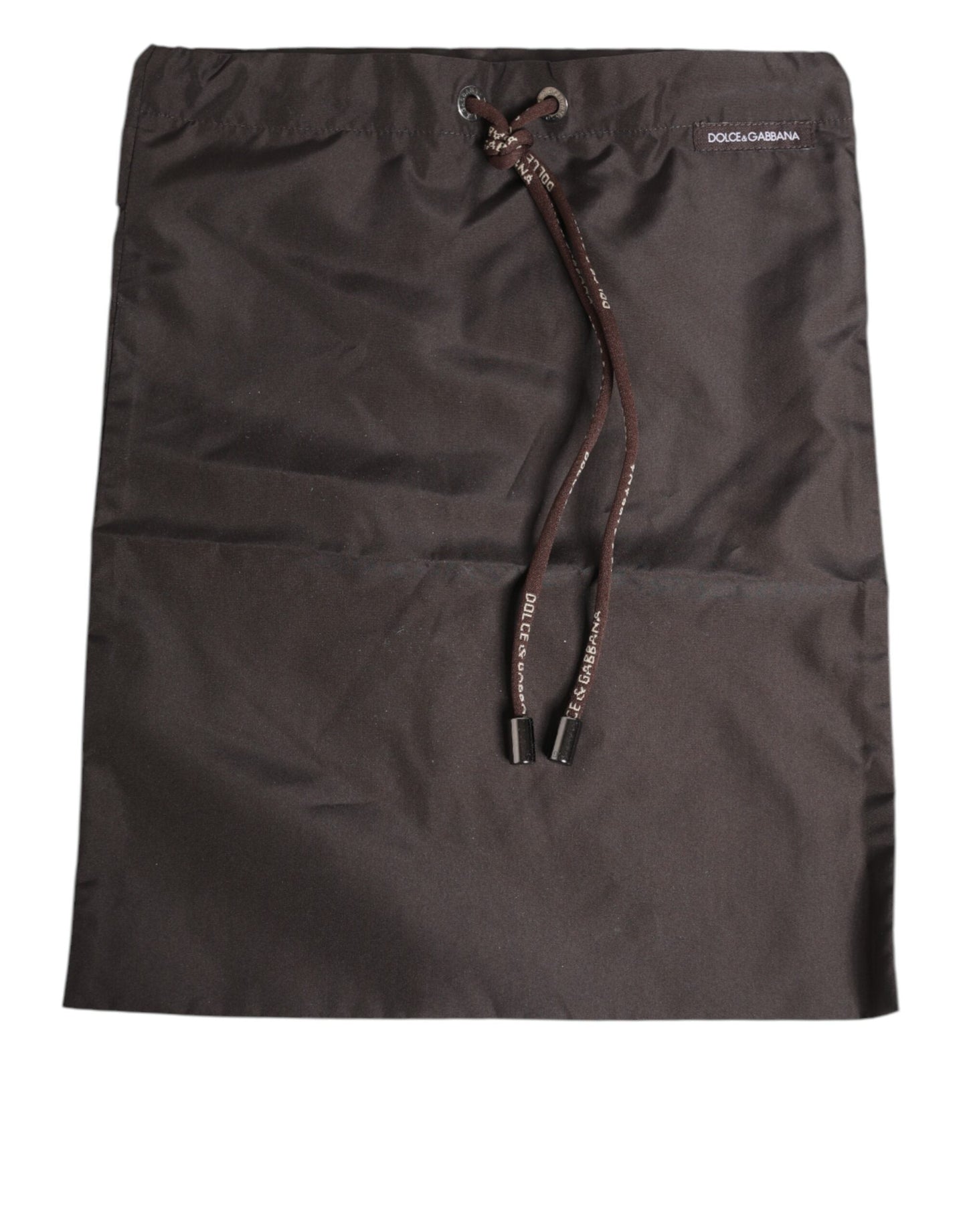 Dolce & Gabbana Brown Polyester Logo Elastic Waistband Swimwear