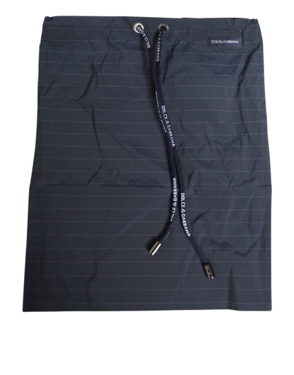 Dolce & Gabbana Navy Blue Polyester Pinstripe Men Shorts Swimwear