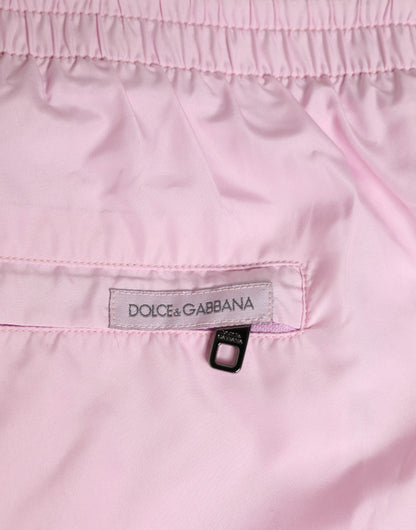 Dolce & Gabbana Pink Nylon Logo Side Stripe Beachwear Men Swimwear