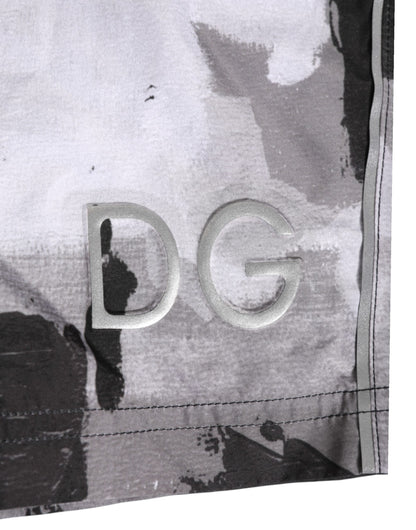 Dolce & Gabbana Black White Camouflage DG Logo Men Swimwear