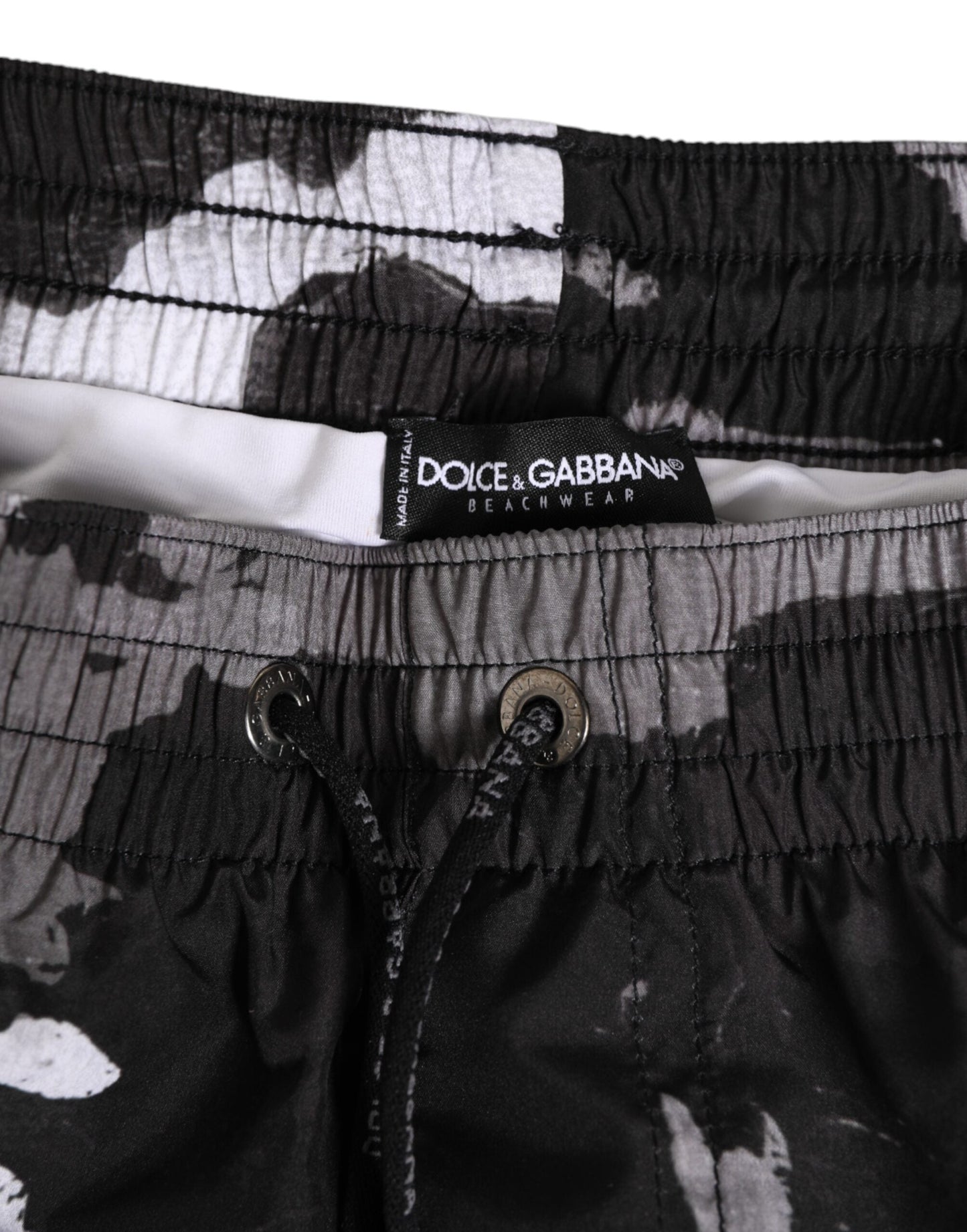 Dolce & Gabbana Black White Camouflage DG Logo Men Swimwear