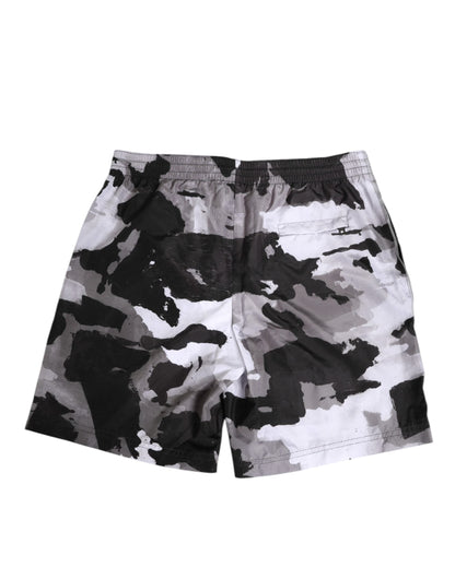 Dolce & Gabbana Black White Camouflage DG Logo Men Swimwear