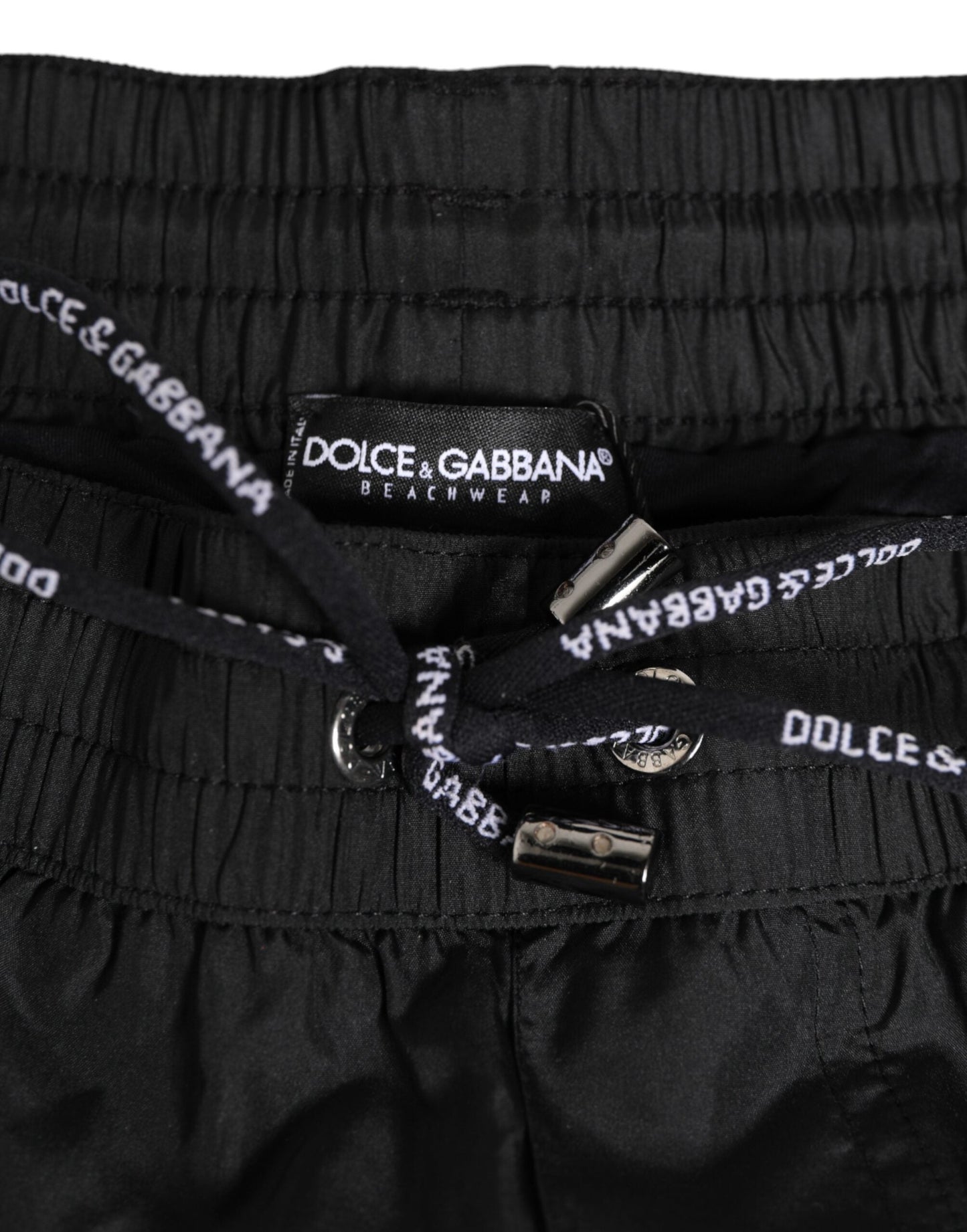 Dolce & Gabbana Black Nylon KING Sideband Men Boxer Shorts Swimwear