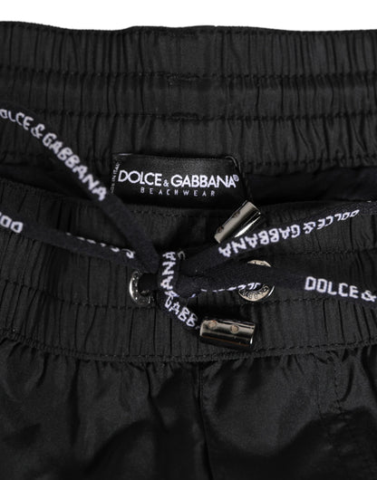 Dolce & Gabbana Black Nylon KING Sideband Men Boxer Shorts Swimwear