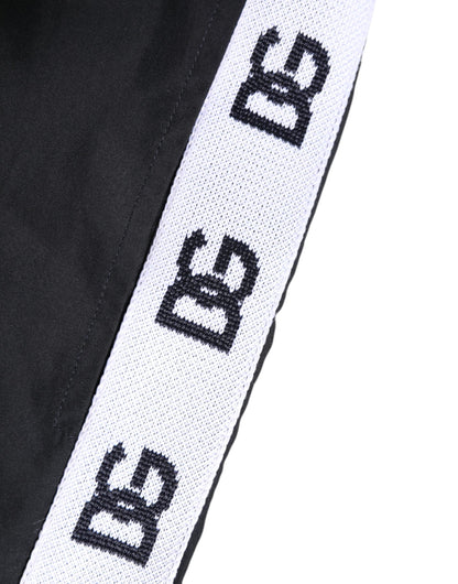 Dolce & Gabbana Black Nylon Side Logo Tape Shorts Swimwear