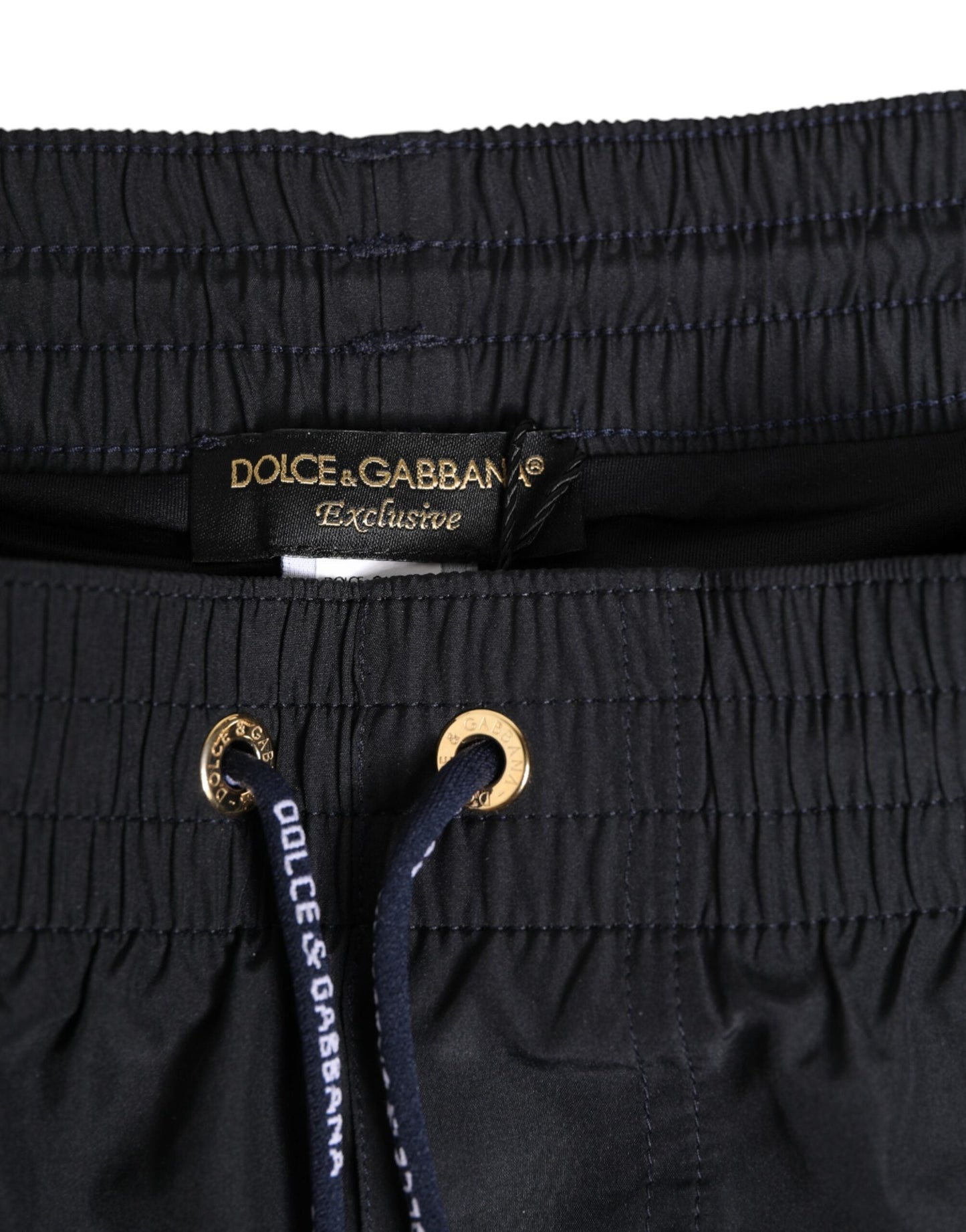 Dolce & Gabbana Black Nylon Side Logo Tape Shorts Swimwear