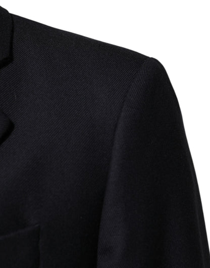 Dolce & Gabbana Dark Blue Wool Men Jacket Coat Blazer Suit