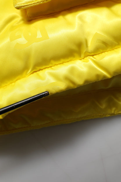 Dolce & Gabbana Yellow Nylon Logo Puffer Bomber Men Jacket