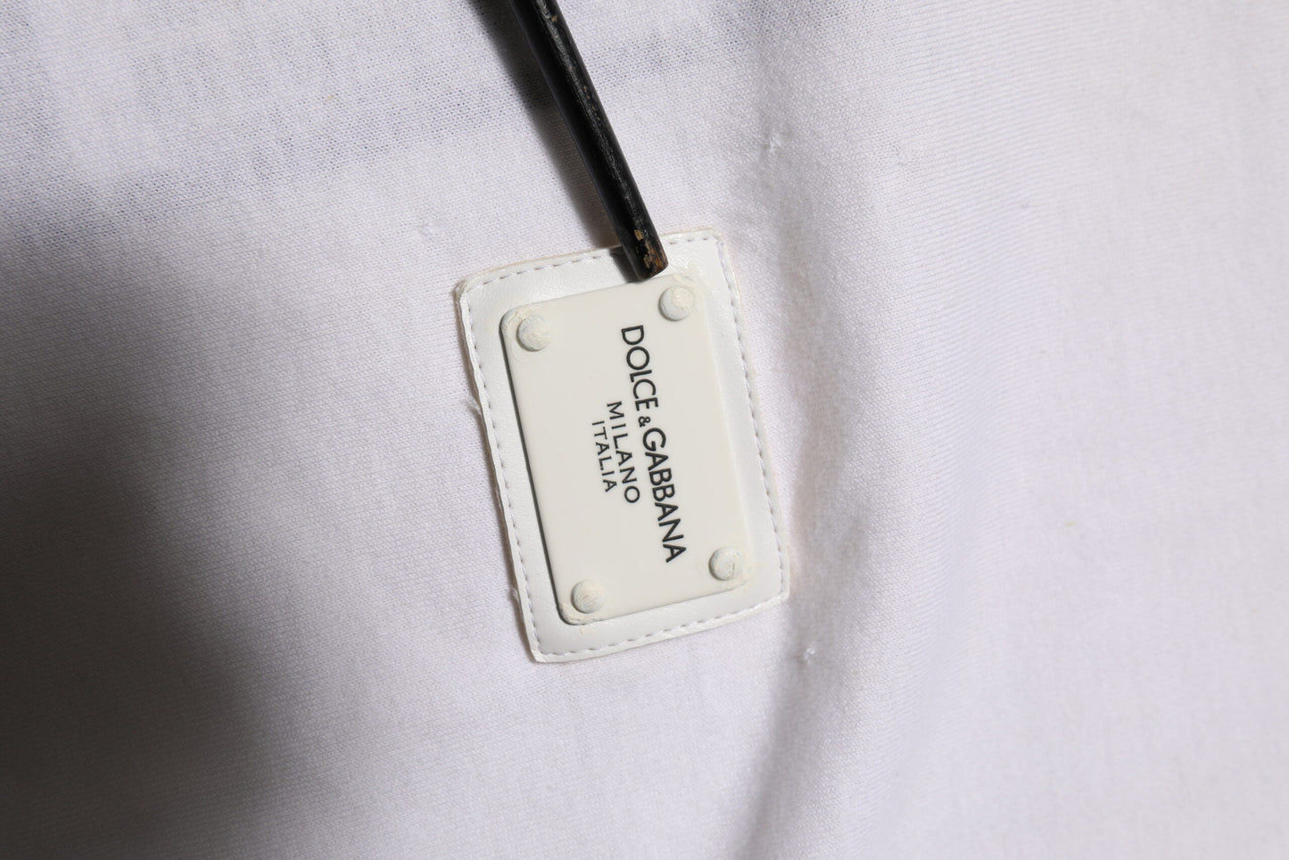 Dolce & Gabbana White Cotton Logo Patch Crew Neck Men T-shirt