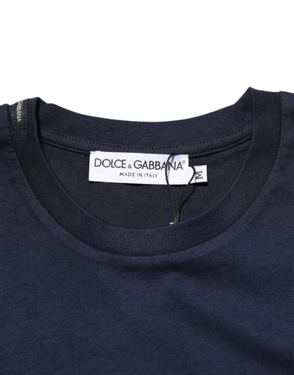 Dolce & Gabbana Dark Blue Cotton DG Logo Print Men’s Top T-shirt